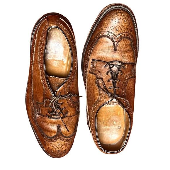 Florsheim 93602 Longwing V Cleat Oxfords Shoes Mens Size 9.5 Brown Grain Leather - Picture 9 of 12